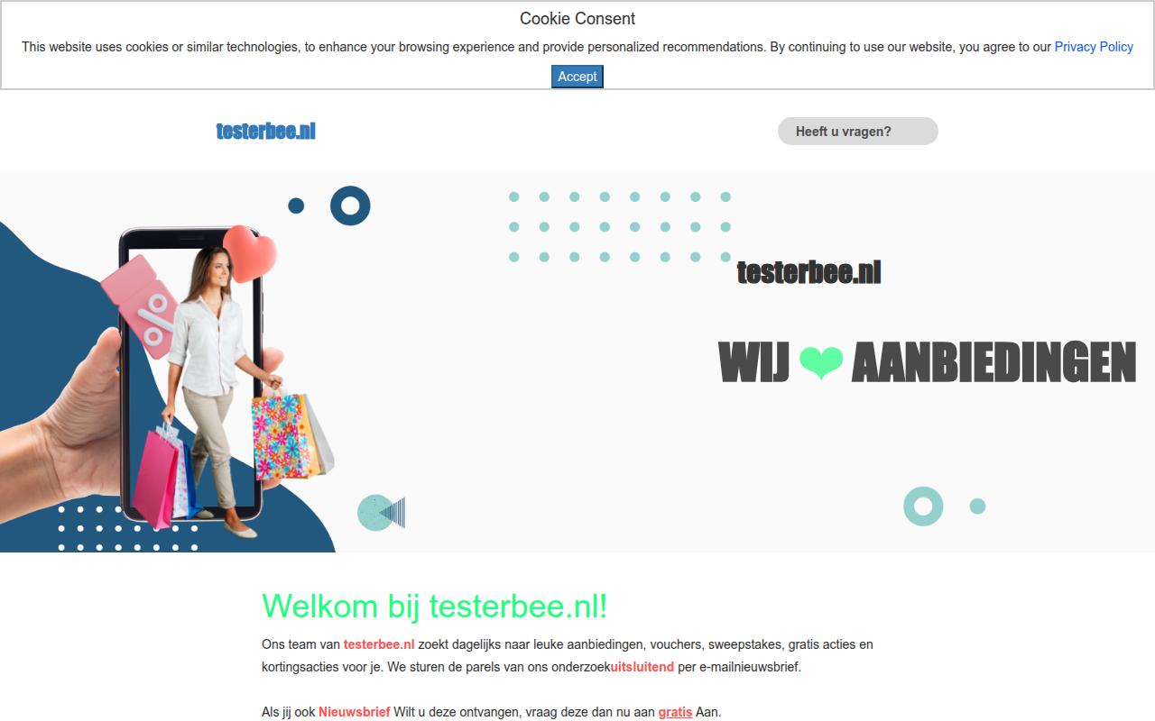 Screenshot van testerbee.nl