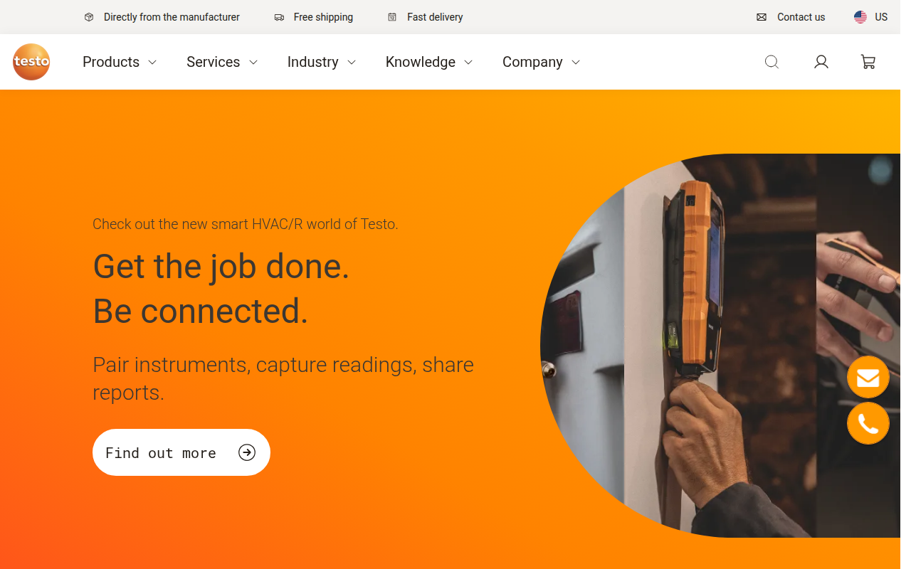 Screenshot van testo.com