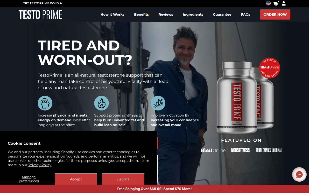 Screenshot van testoprime.com