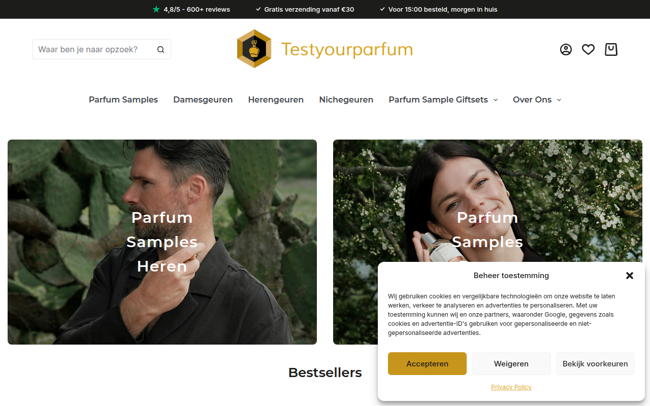 Screenshot van testyourparfum.com