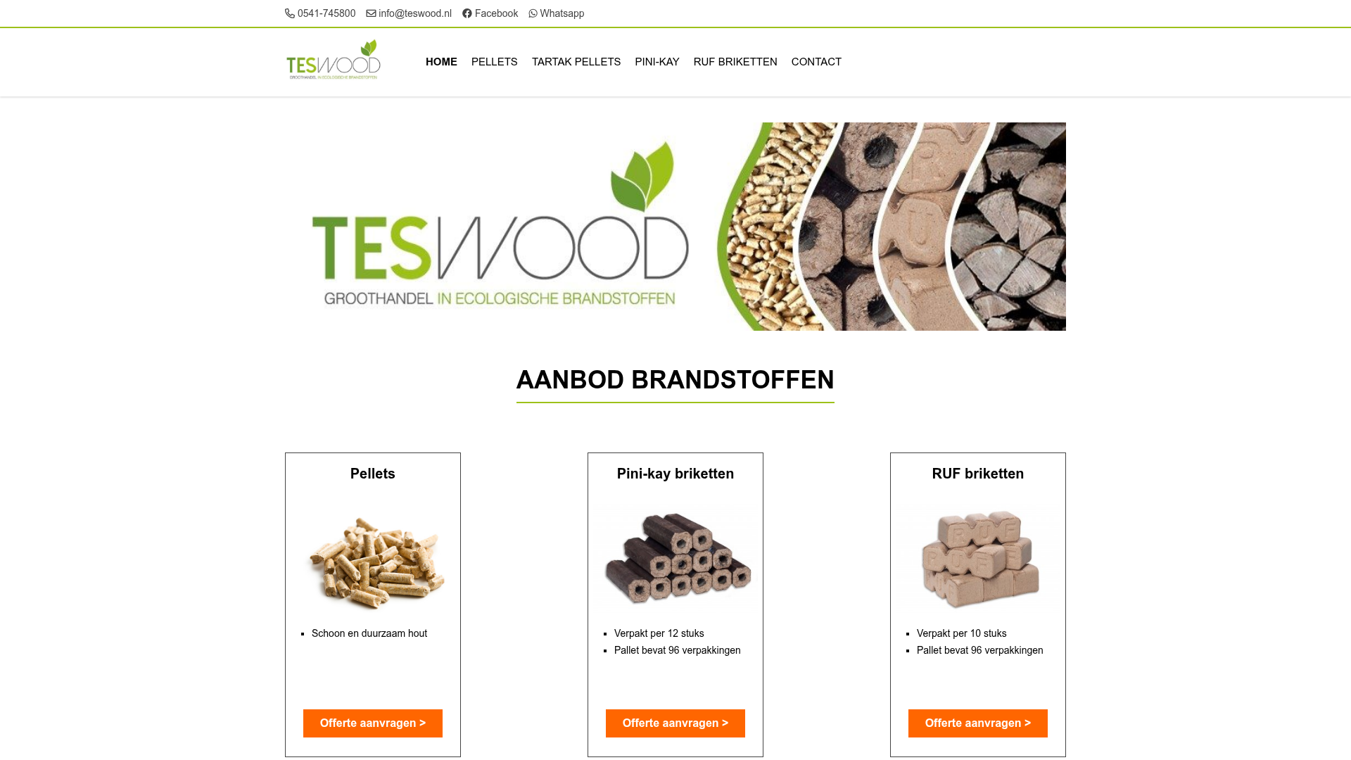 Screenshot van teswood.nl