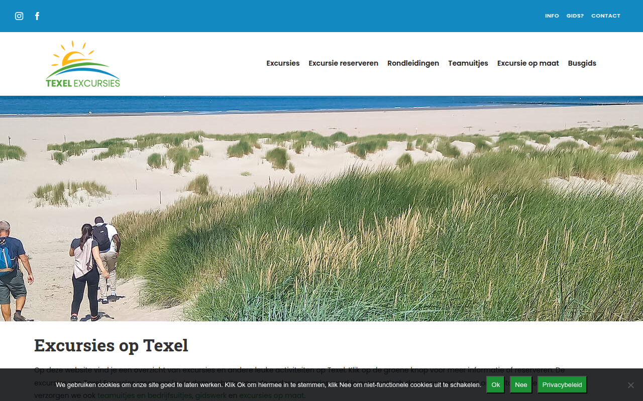 Screenshot van texelexcursies.nl