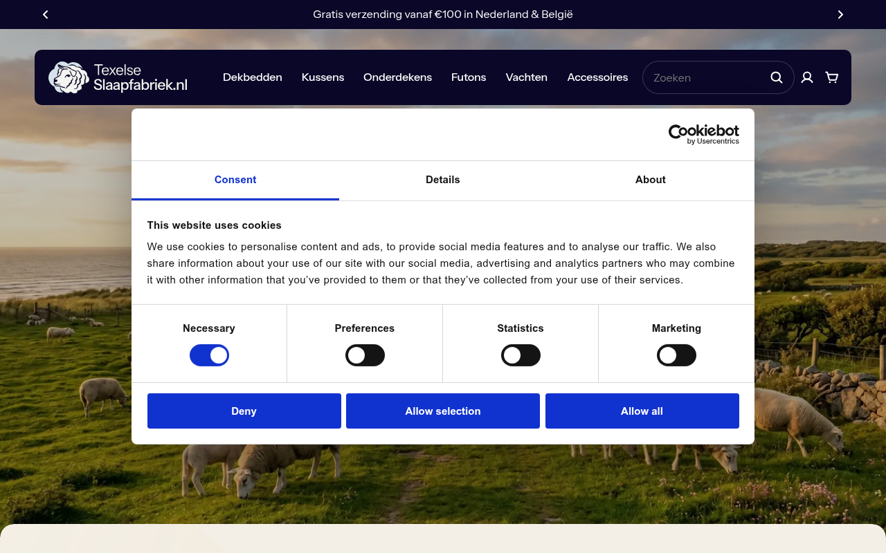 Screenshot van texelseslaapfabriek.nl