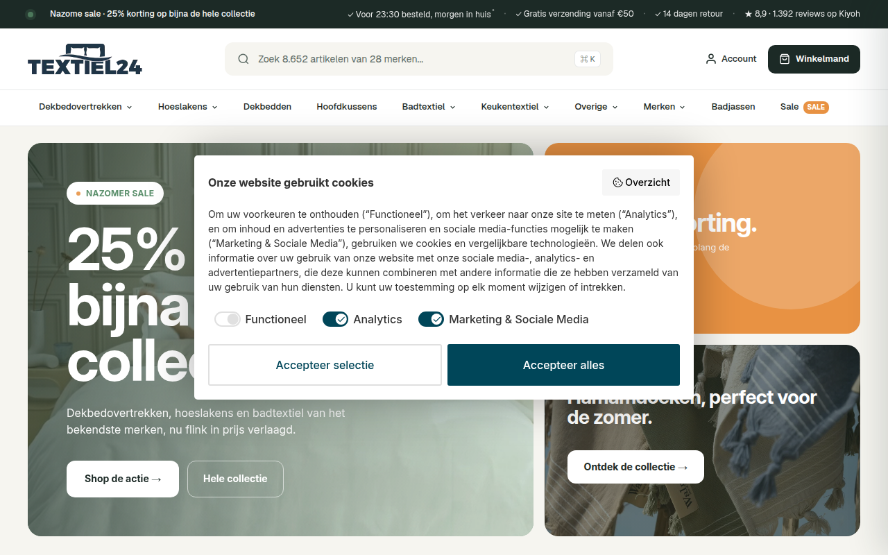 Screenshot van textiel24.nl