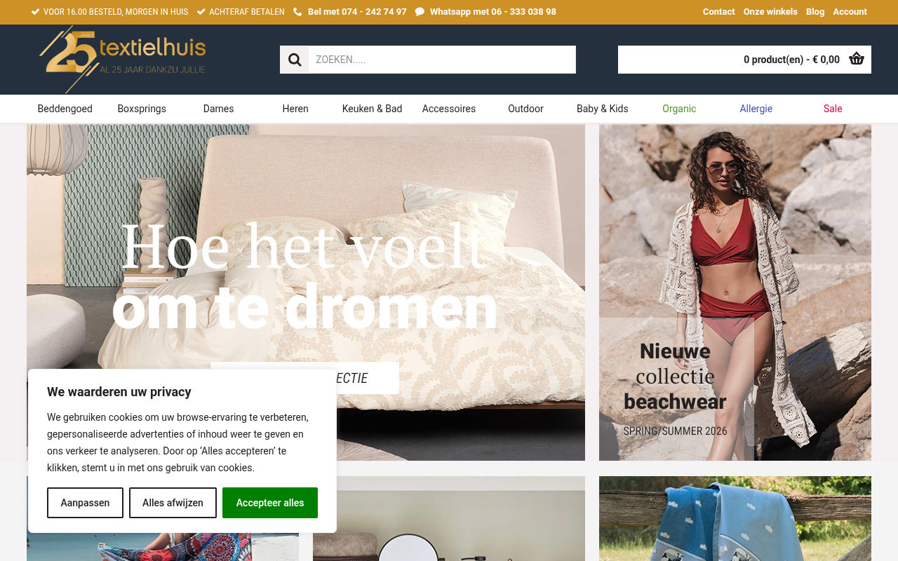 Screenshot van textielhuis.nl
