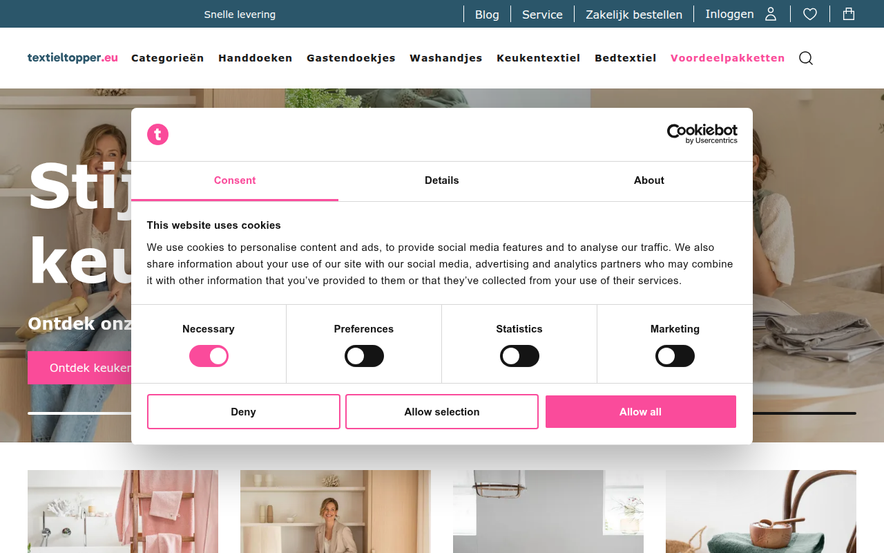 Screenshot van textieltopper.eu