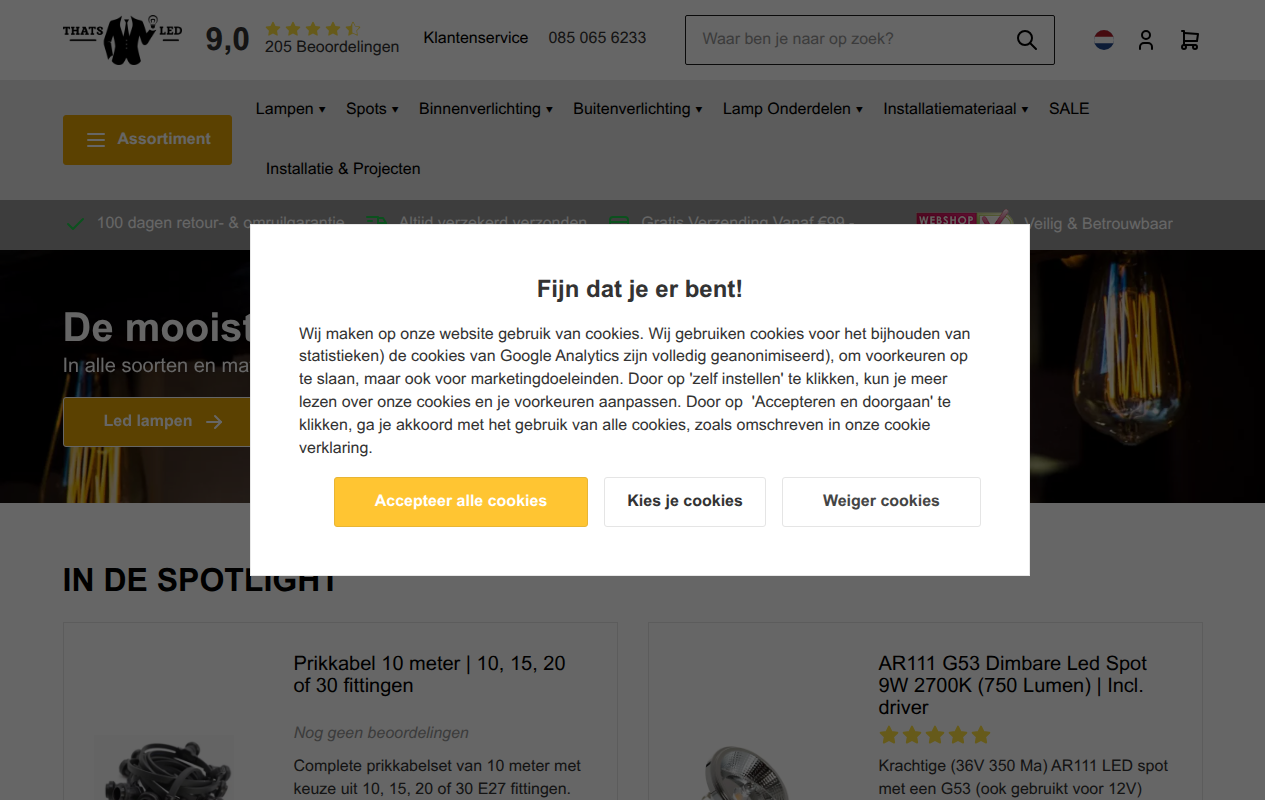 Screenshot van thatsled.nl