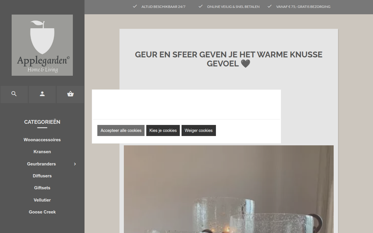 Screenshot van theapplegarden.nl