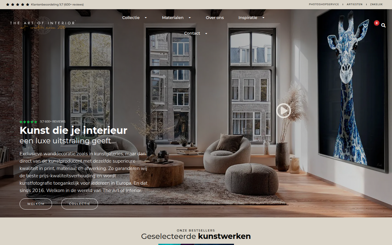 Screenshot van theartofinterior.nl