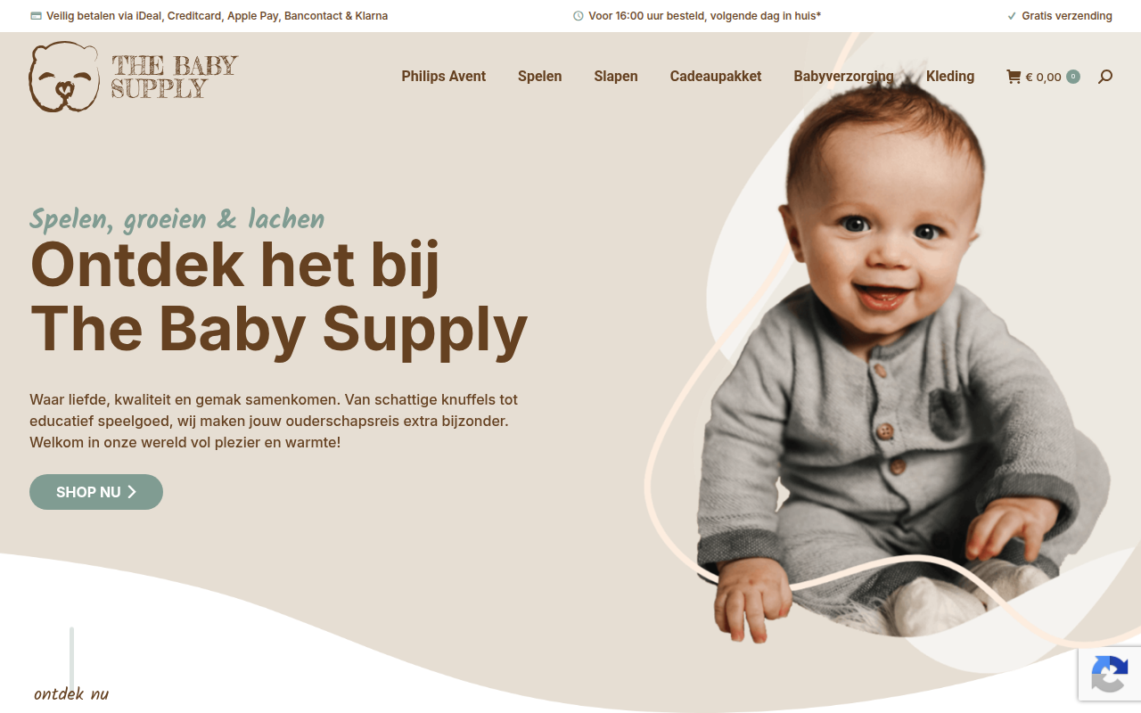 Screenshot van thebabysupply.nl