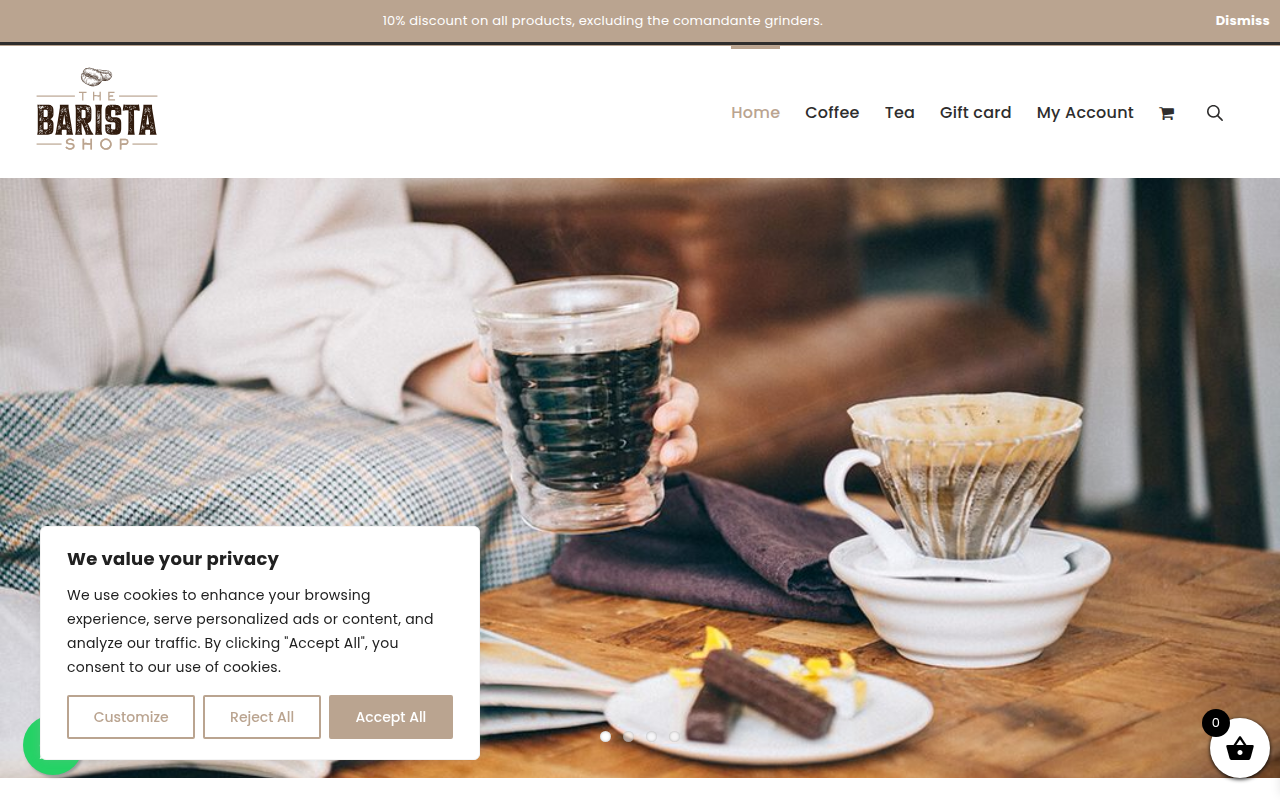 Screenshot van thebaristashop.com
