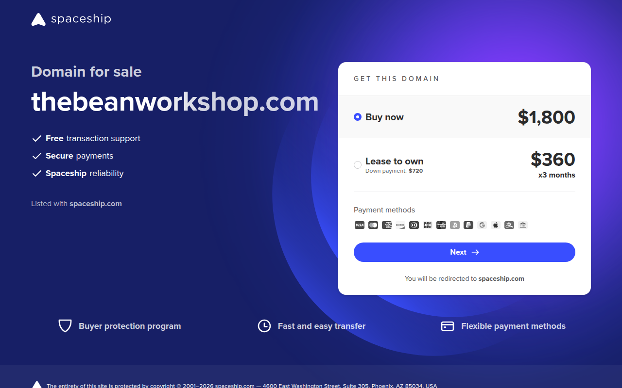 Screenshot van thebeanworkshop.com