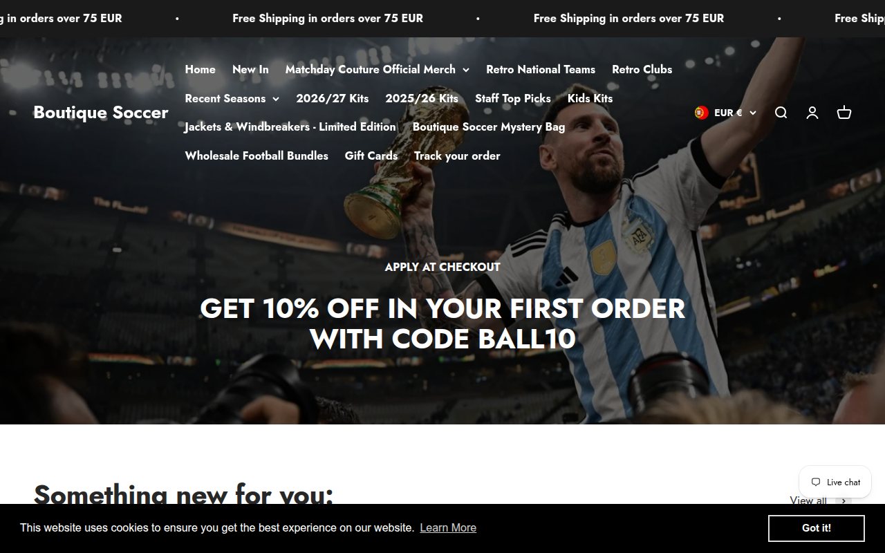 Screenshot van theboutiquesoccer.com