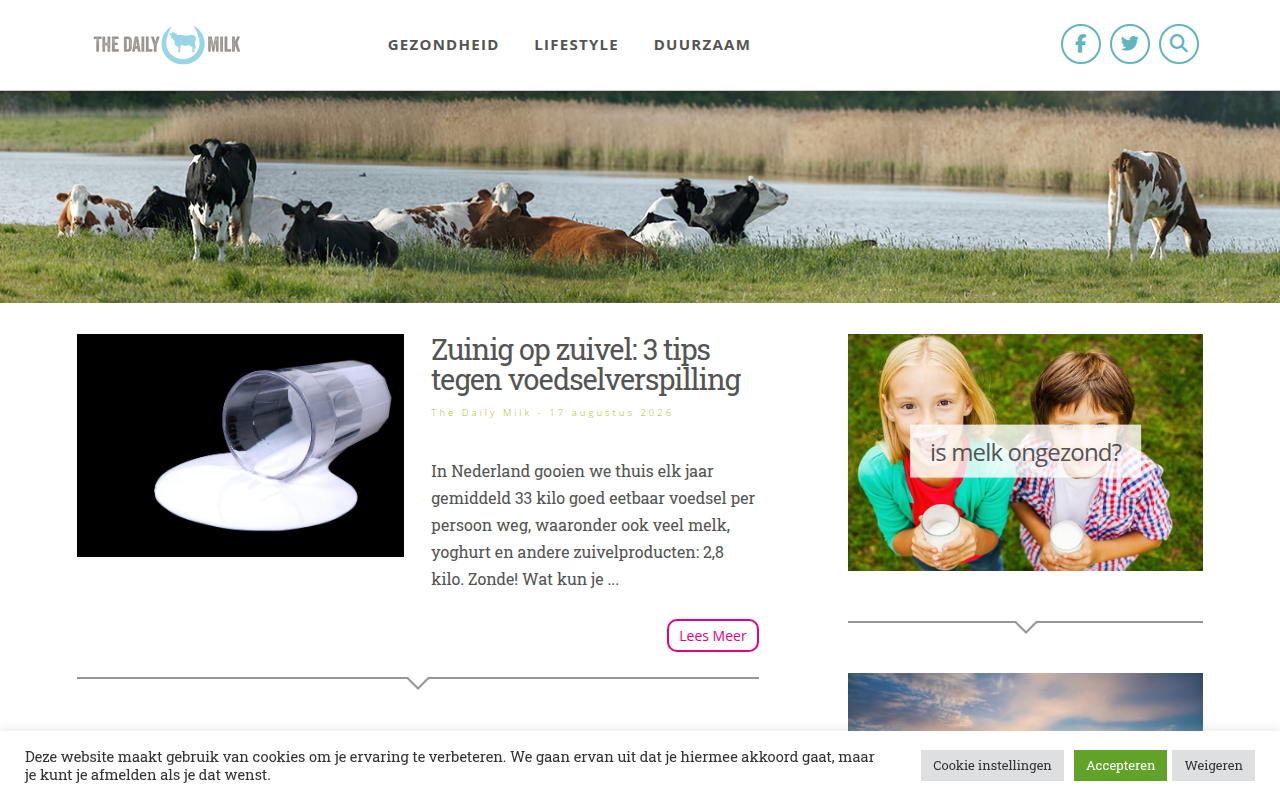 Screenshot van thedailymilk.nl