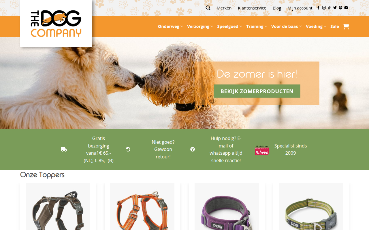 Screenshot van thedogcompany.nl
