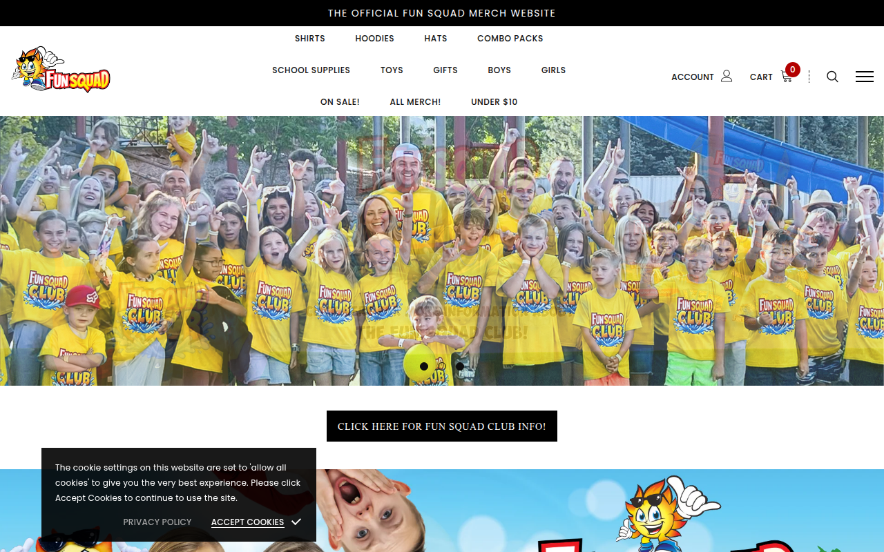 Screenshot van thefunsquadstore.com