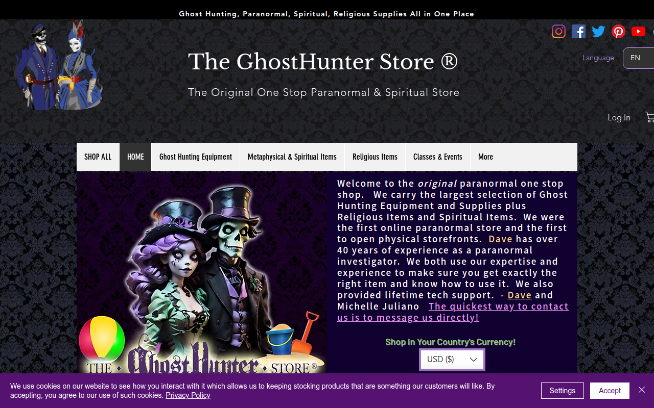 Screenshot van theghosthunterstore.com