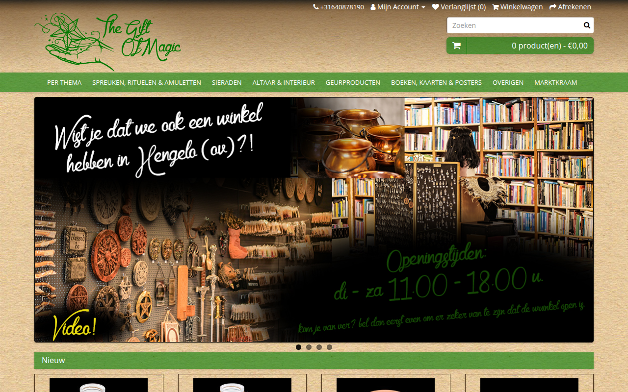 Screenshot van www.thegiftofmagic.nl
