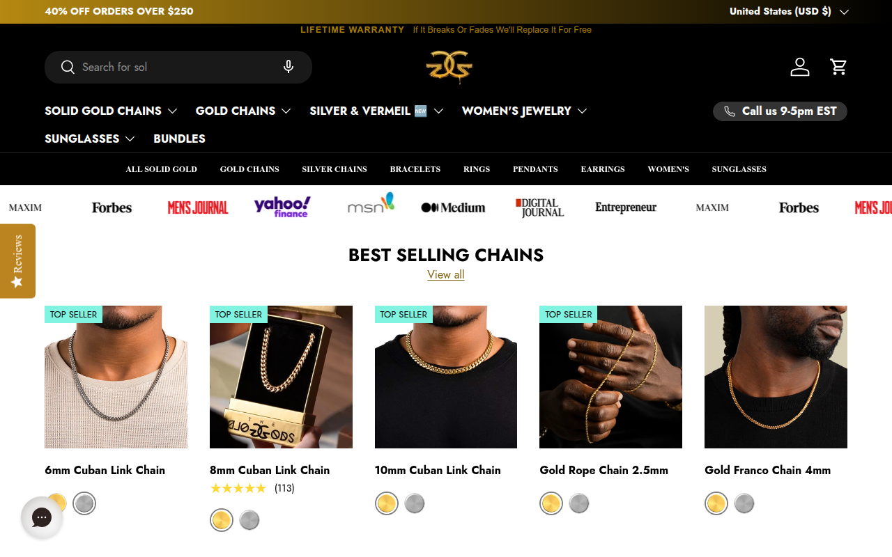 Screenshot van thegoldgods.com