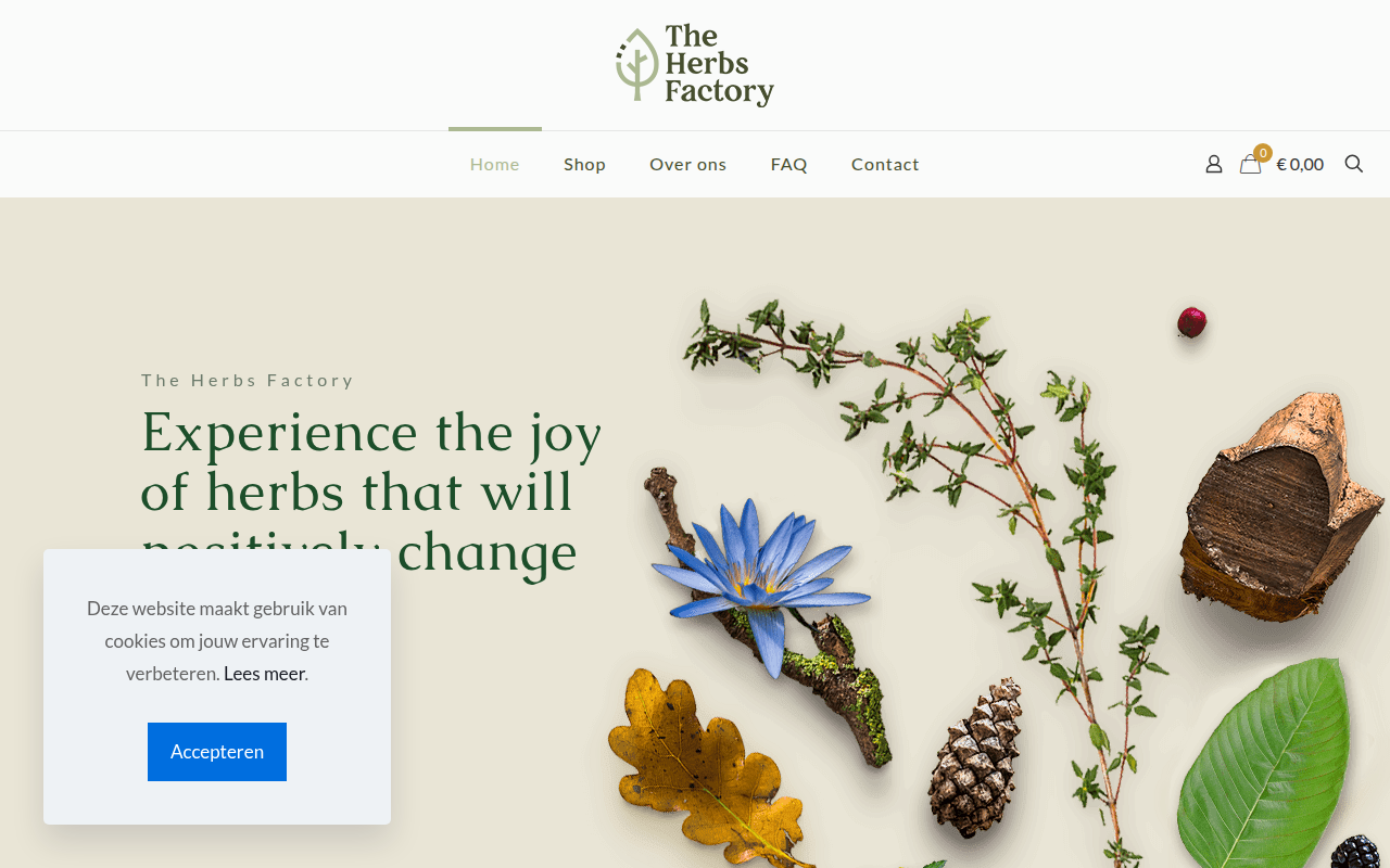 Screenshot van theherbsfactory.nl