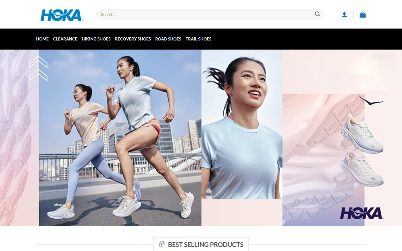 Screenshot van thehokashoes.com
