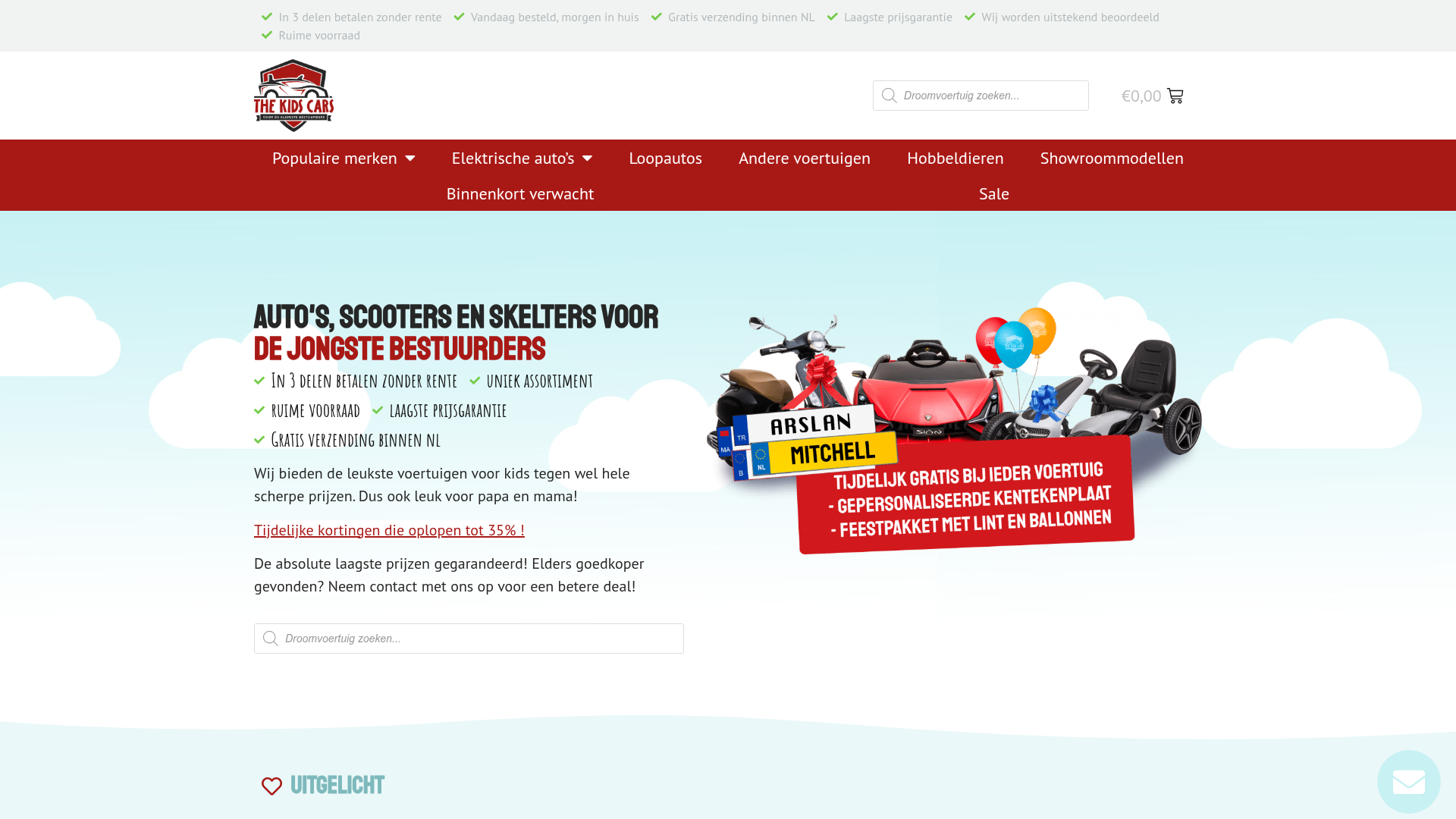 Screenshot van thekidscars.nl