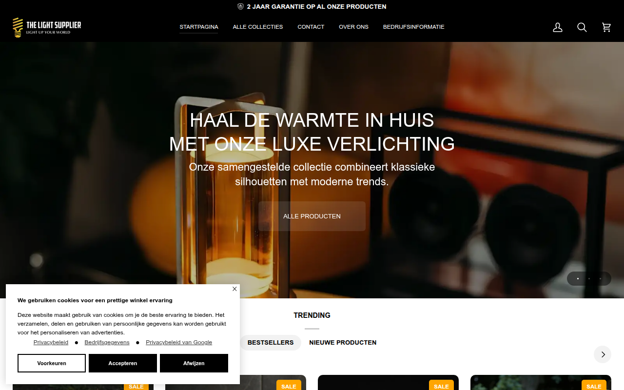 Screenshot van thelightsupplier.nl