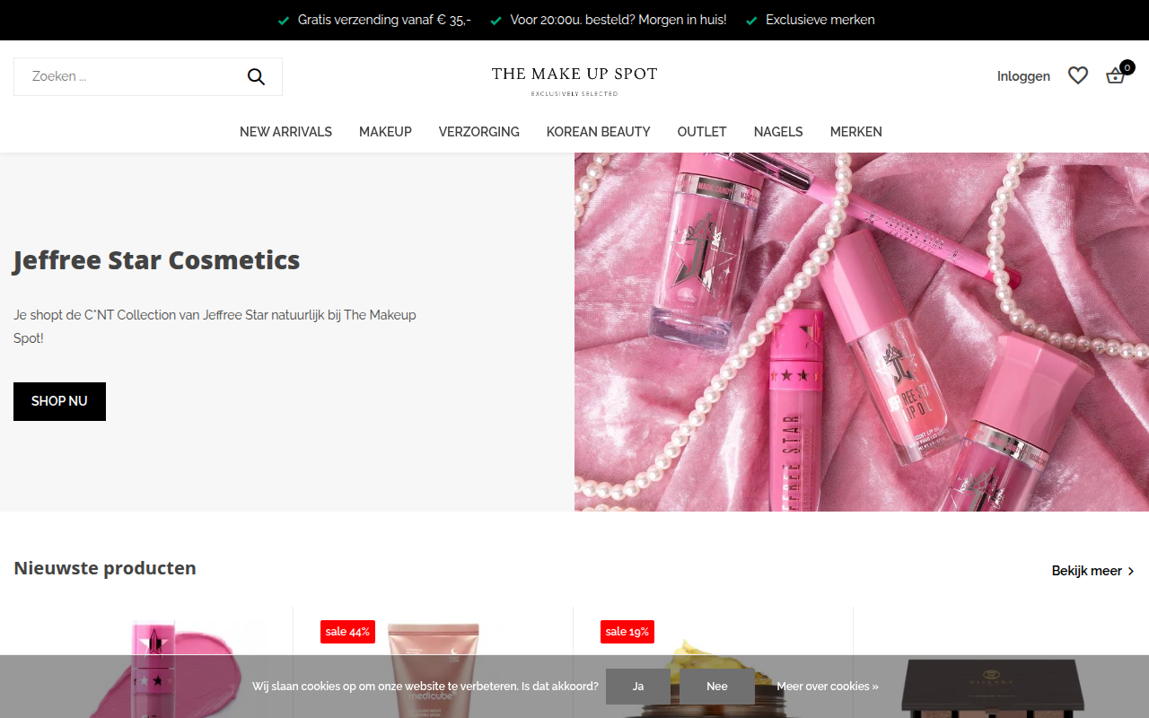 Screenshot van themakeupspot.nl