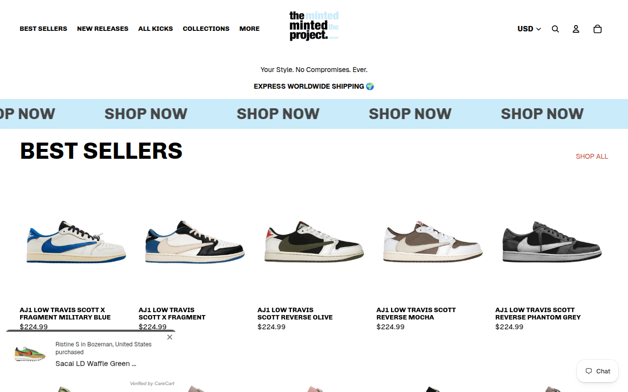 Screenshot van themintedproject.com
