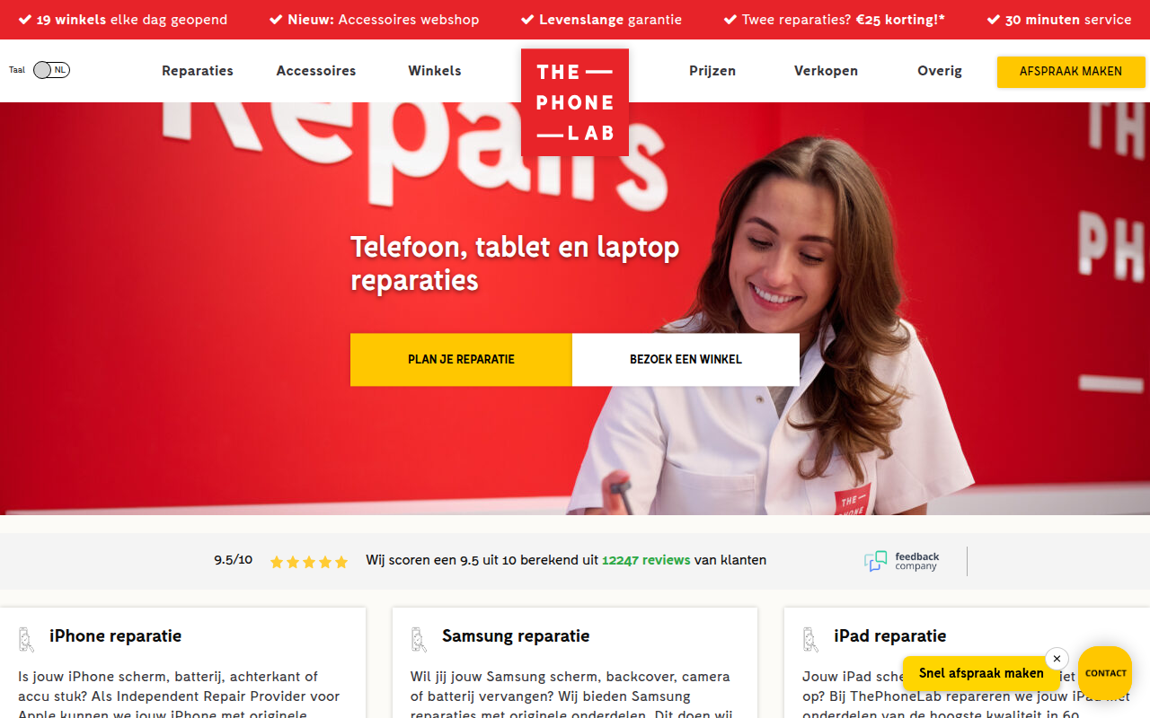 Screenshot van thephonelab.nl