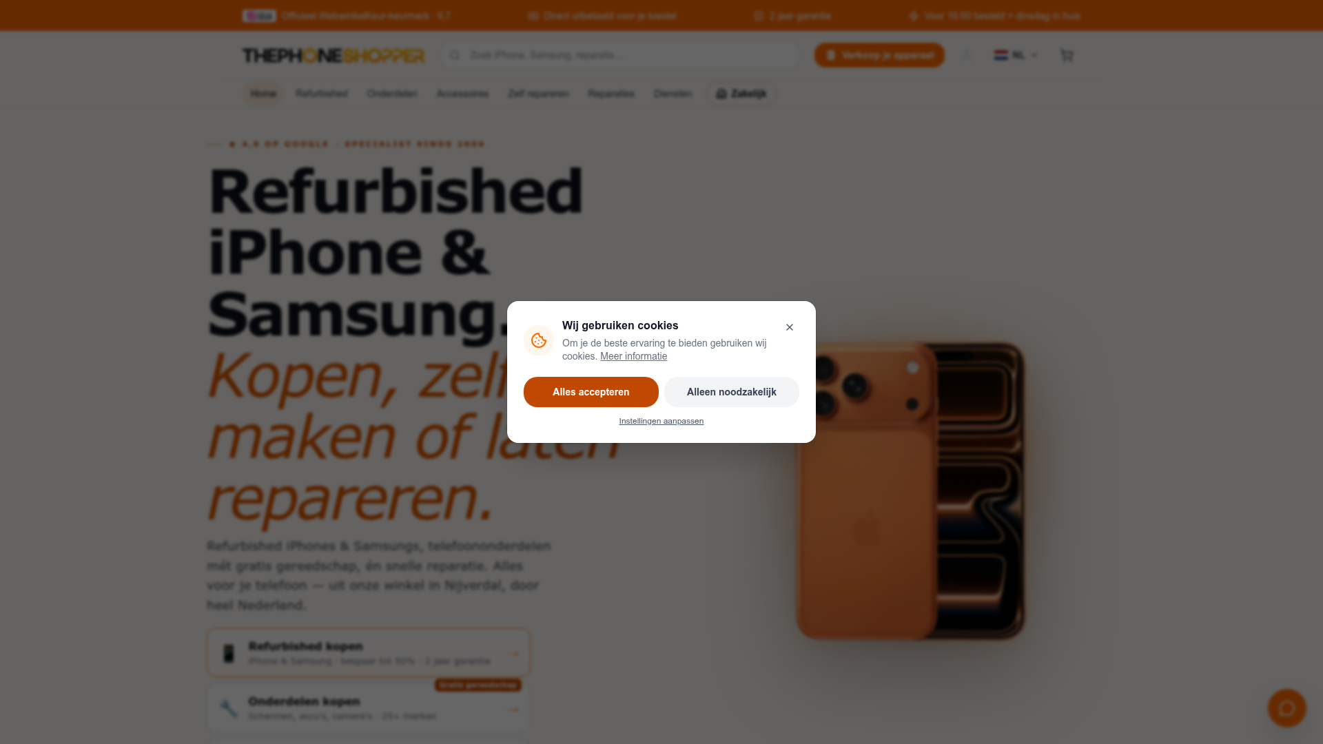 Screenshot van thephoneshopper.nl