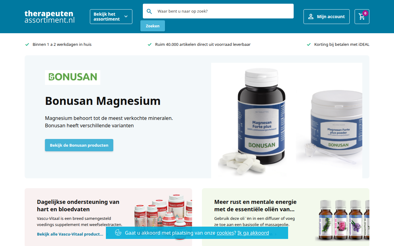 Screenshot van therapeutenassortiment.nl