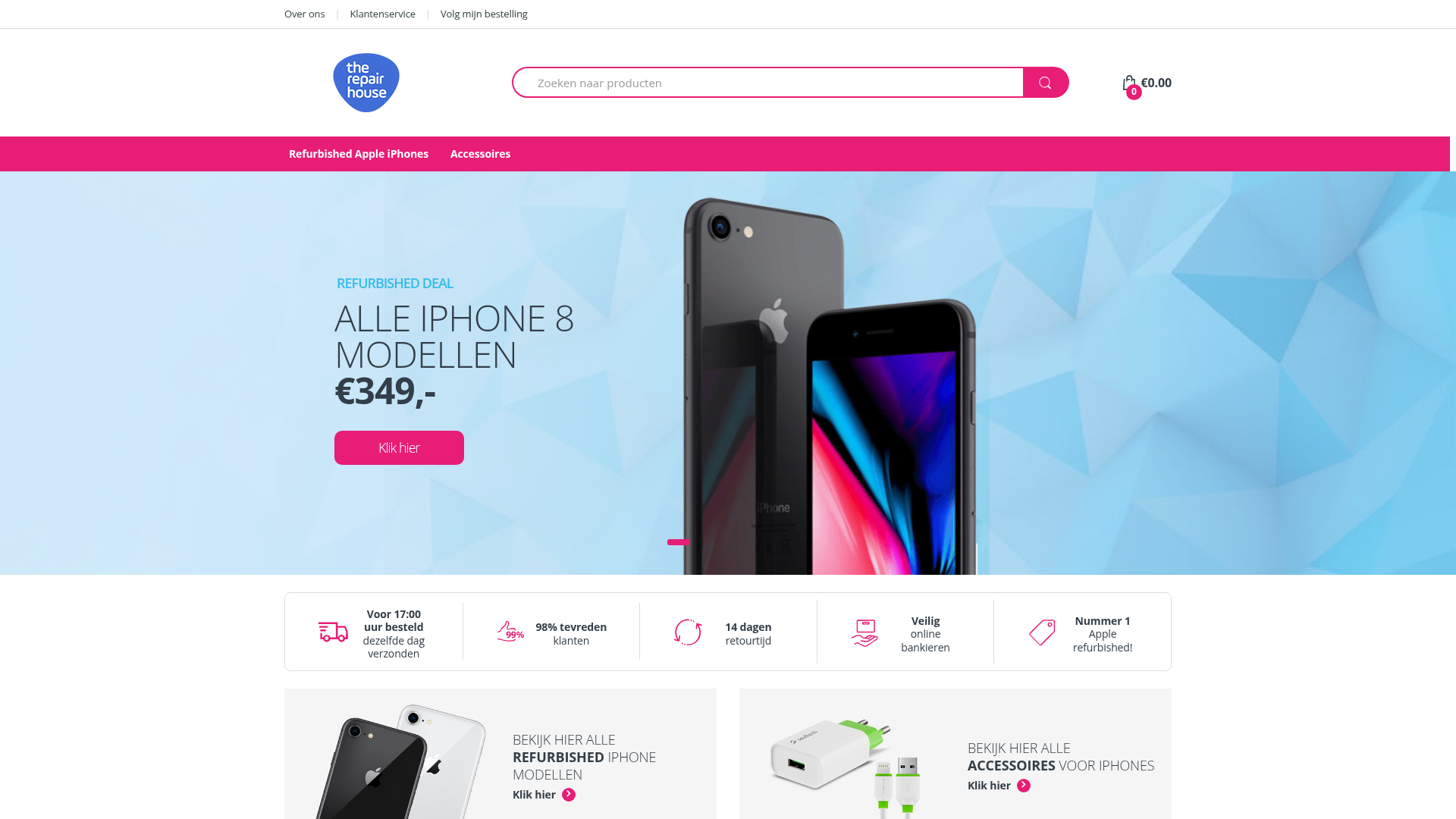 Screenshot van therepairhouse.shop