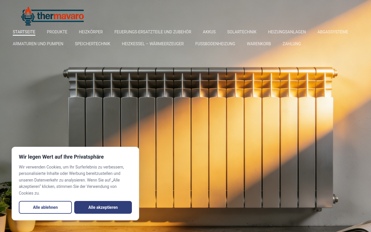 Screenshot van thermavaro.com