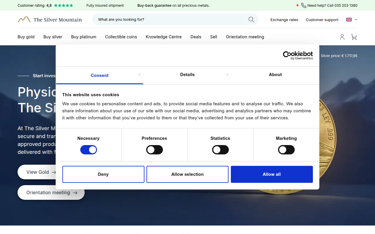 Screenshot van thesilvermountain.nl