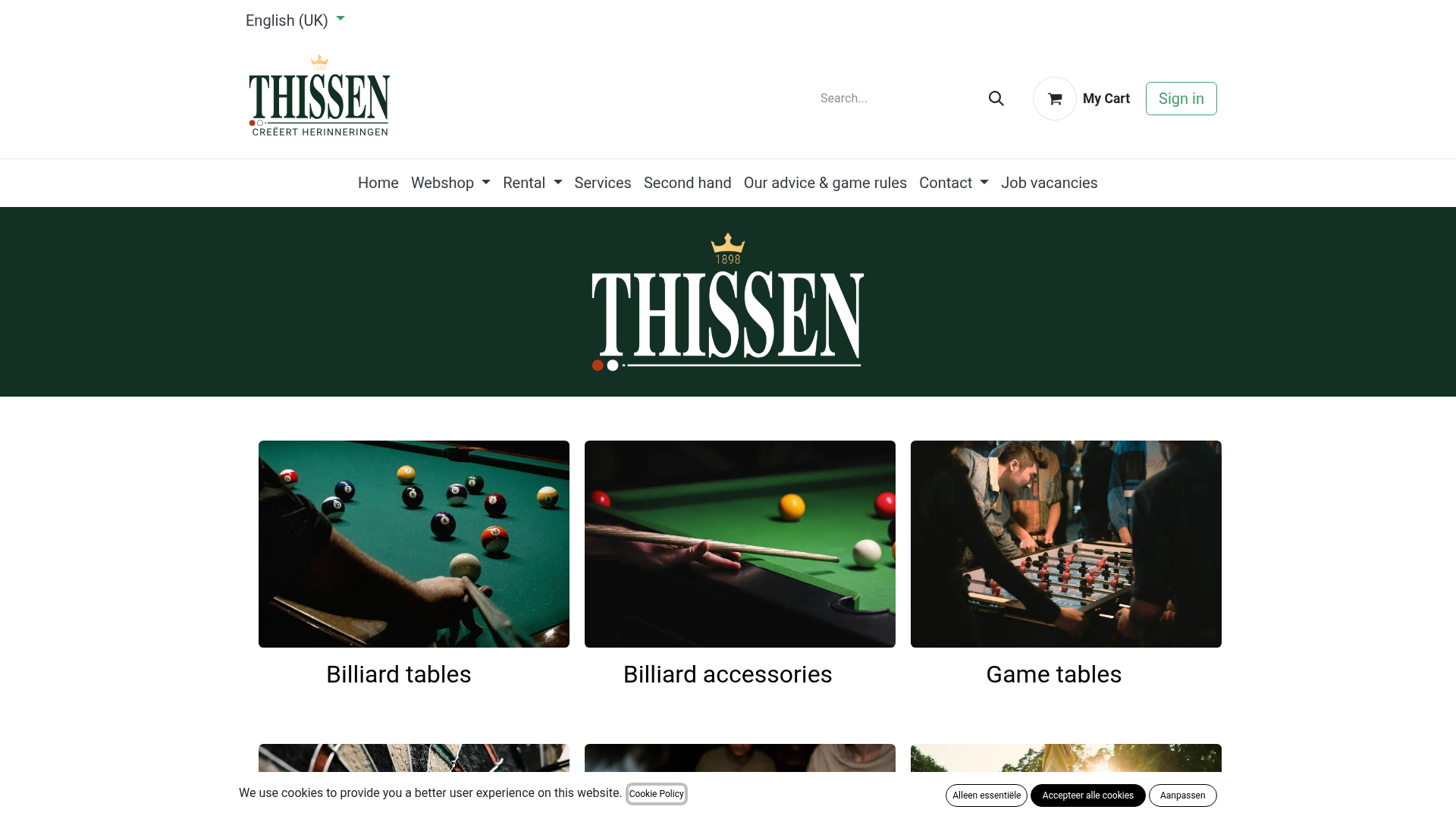 Screenshot van thissen.be