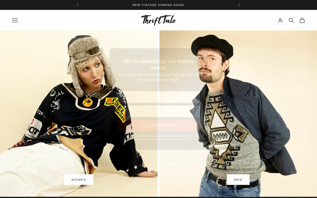 Screenshot van thrifttale.com