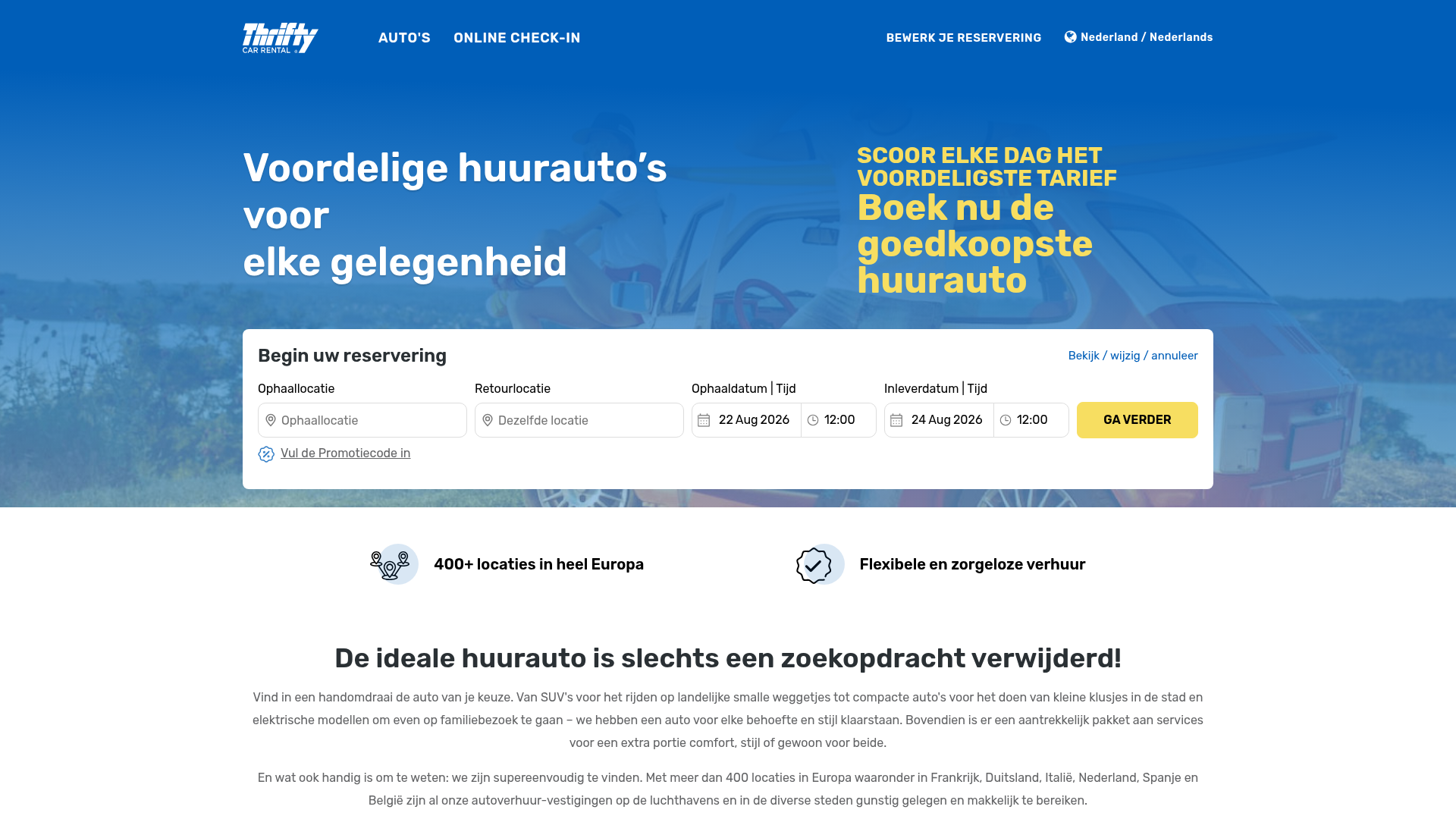 Screenshot van thrifty.nl