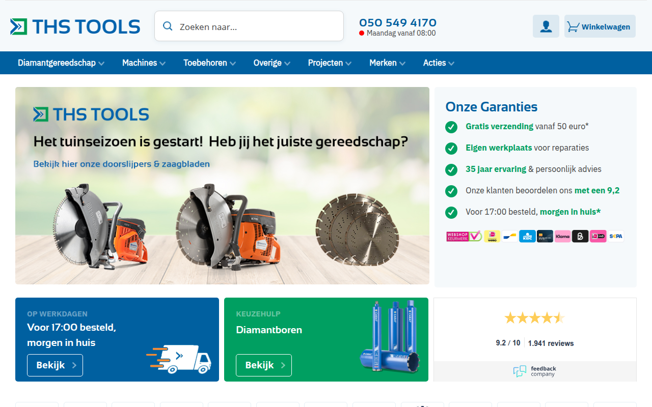 Screenshot van thstools.nl