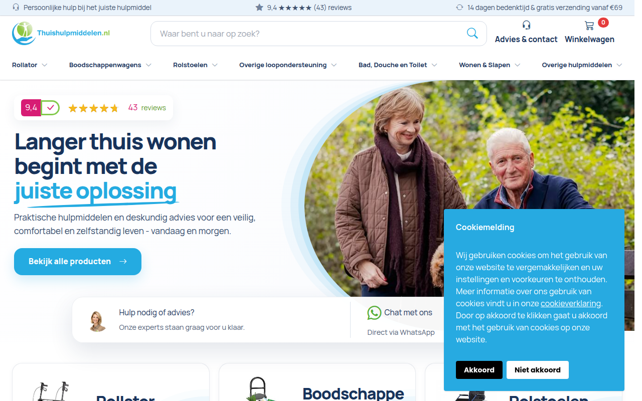 Screenshot van thuishulpmiddelen.nl