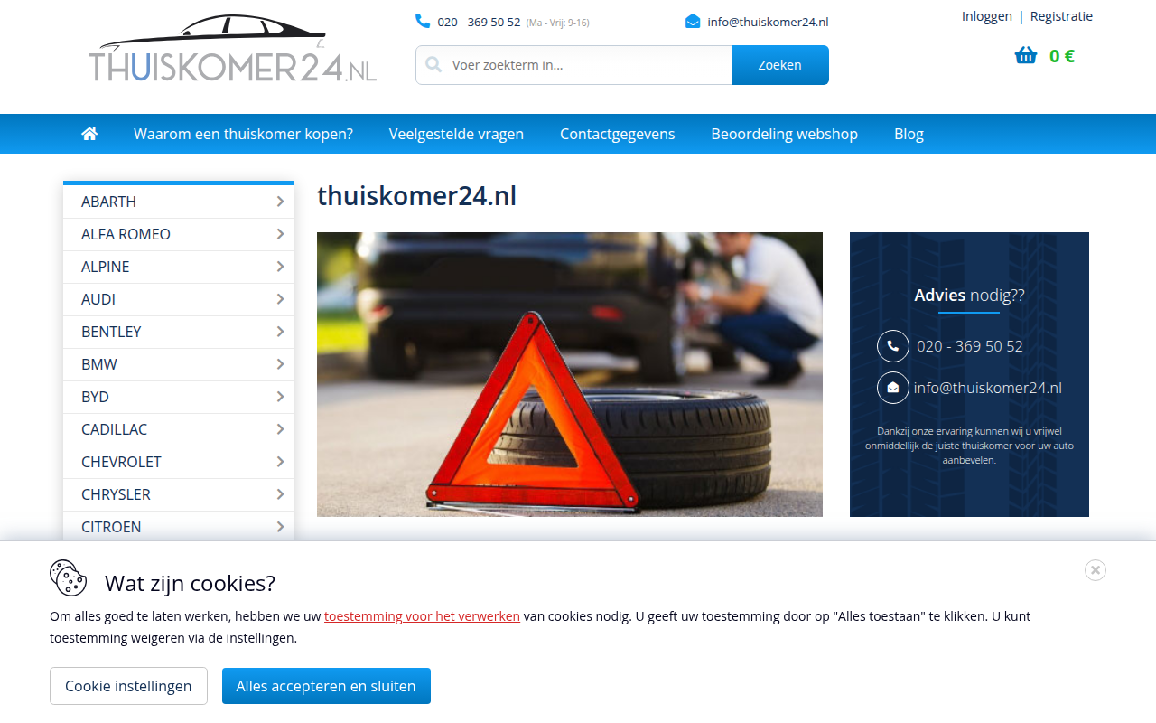Screenshot van thuiskomer24.nl