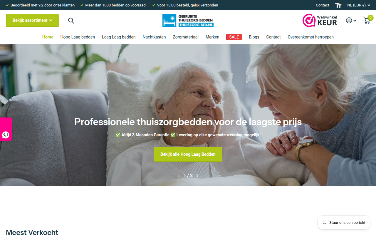 Screenshot van thuiszorg-bed.nl
