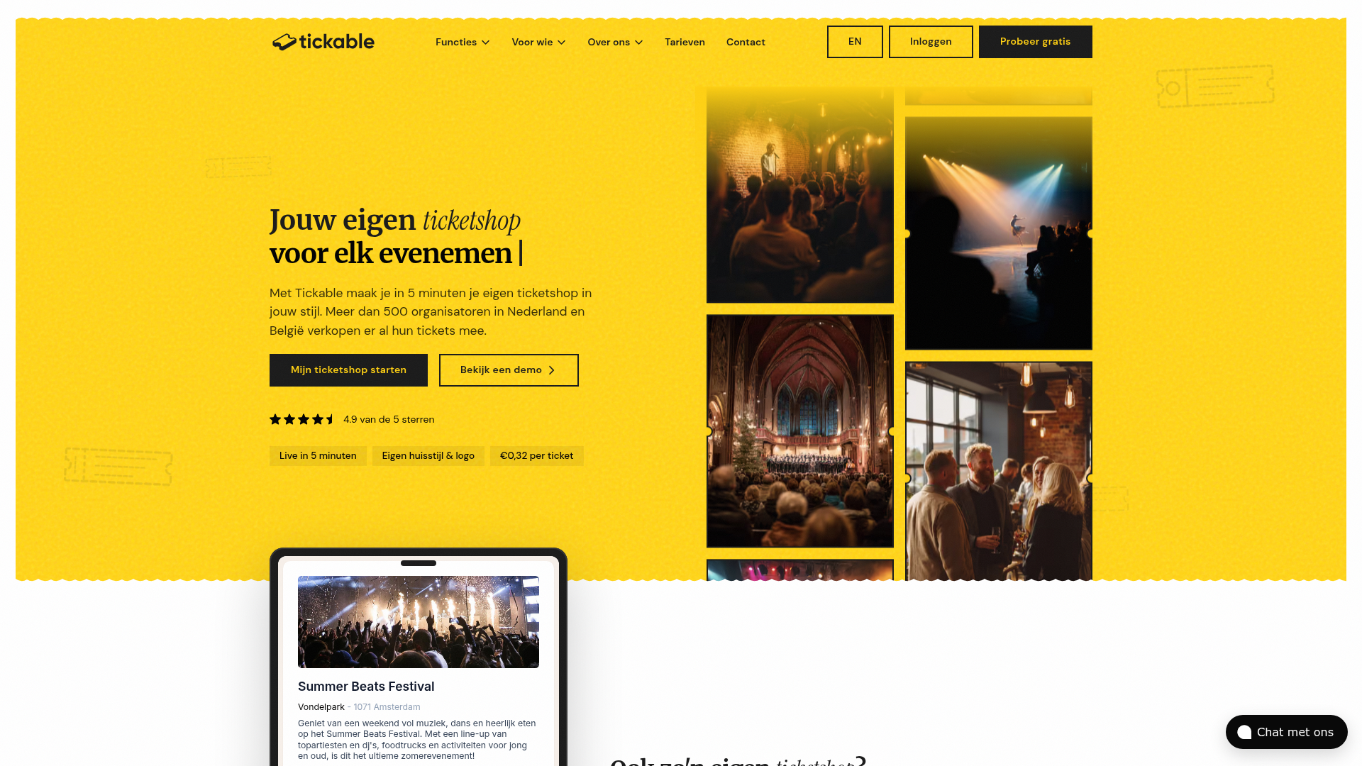 Screenshot van tickable.nl