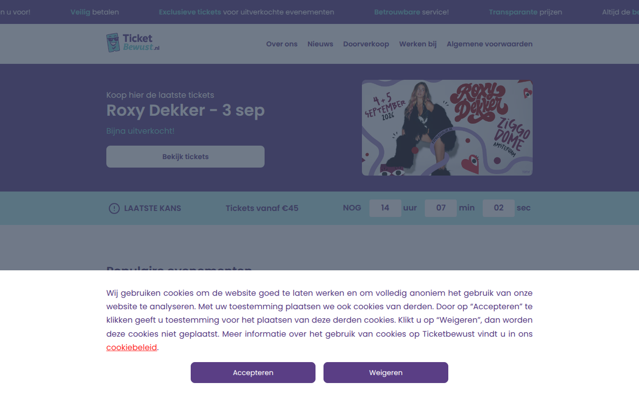 Screenshot van ticketbewust.nl