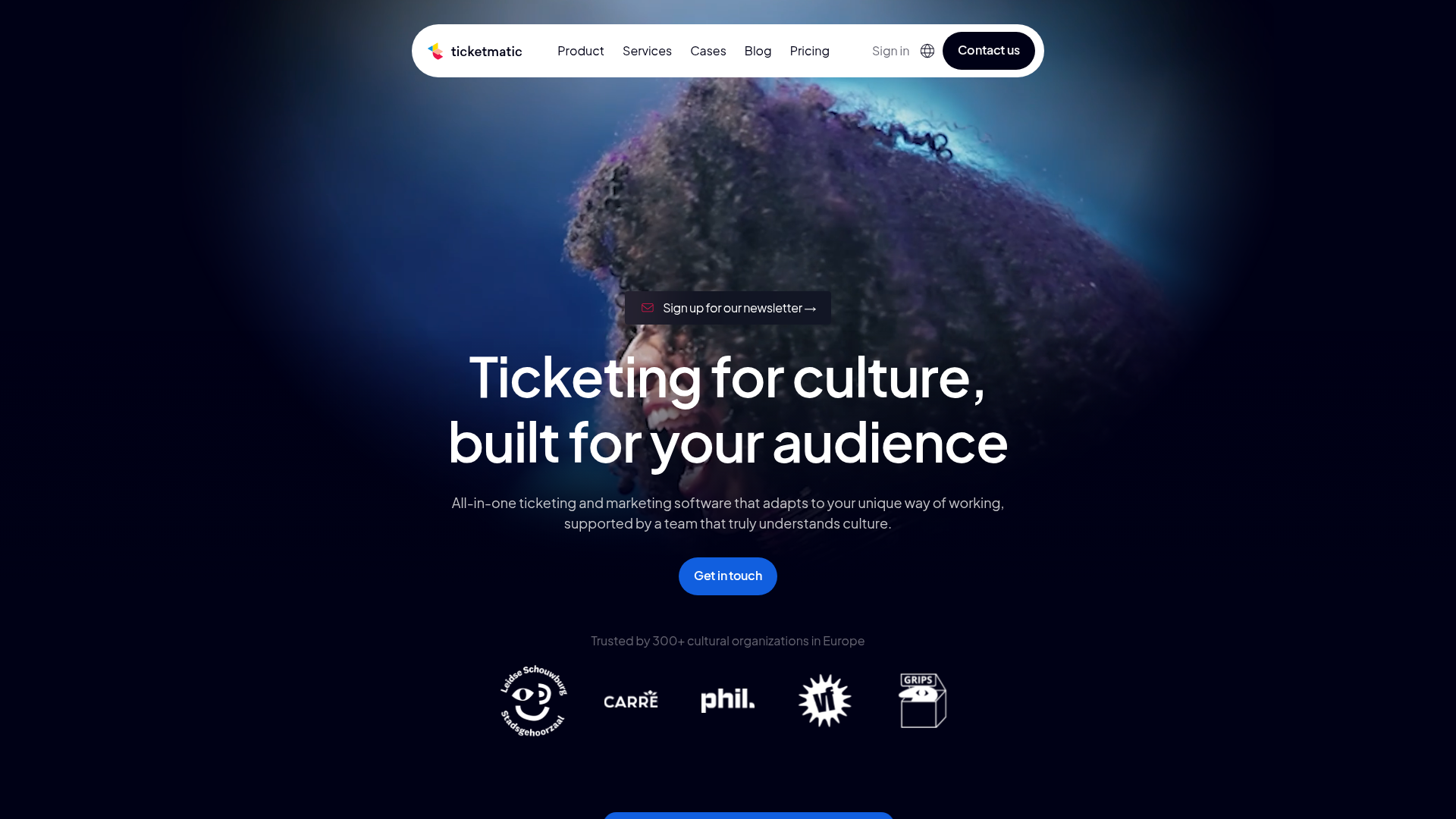 Screenshot van ticketmatic.com