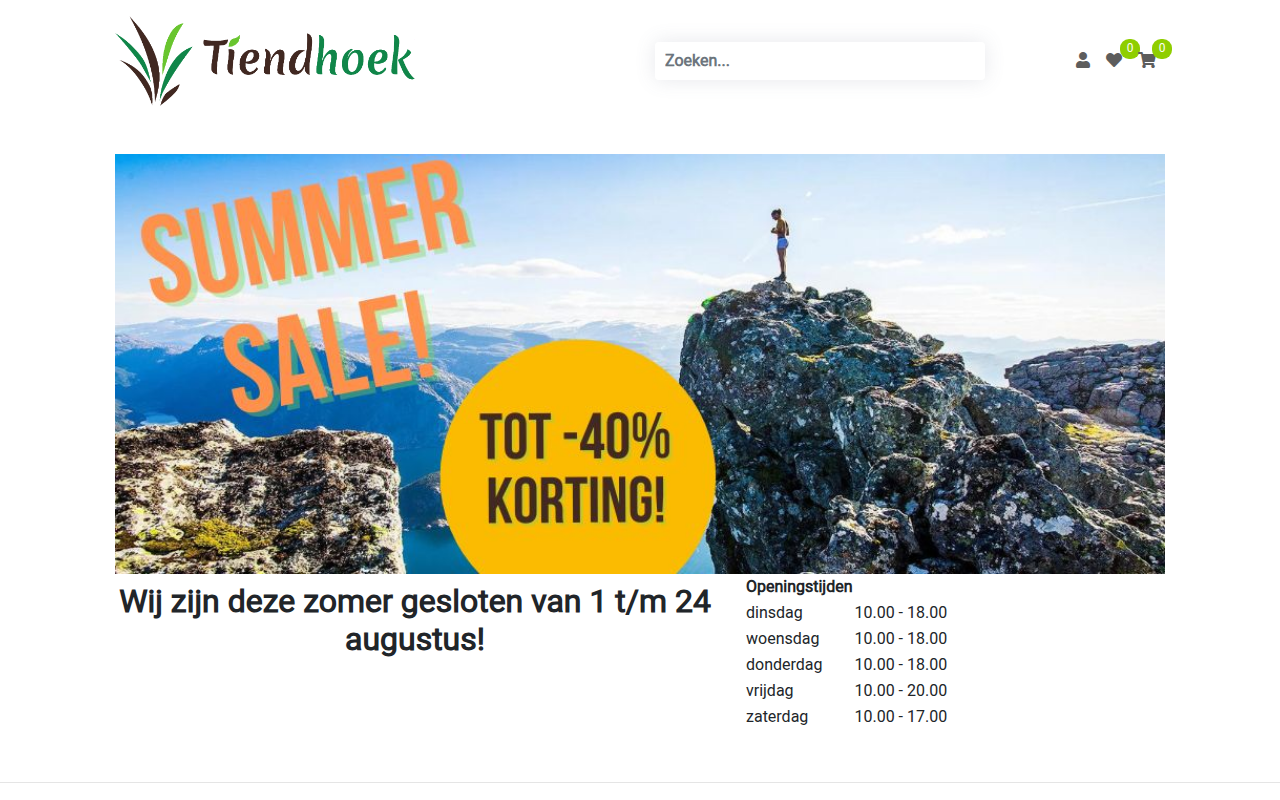 Screenshot van tiendhoek.com