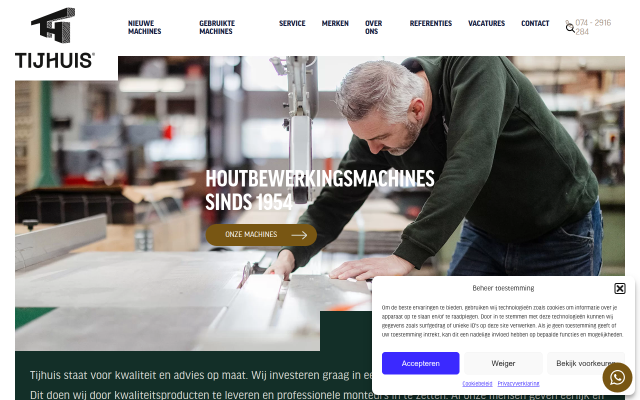 Screenshot van tijhuis.nl
