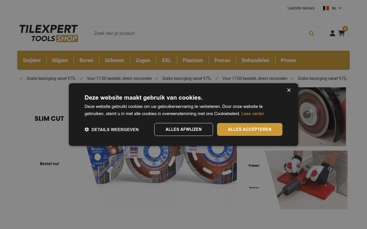 Screenshot van tilexpertshop.com