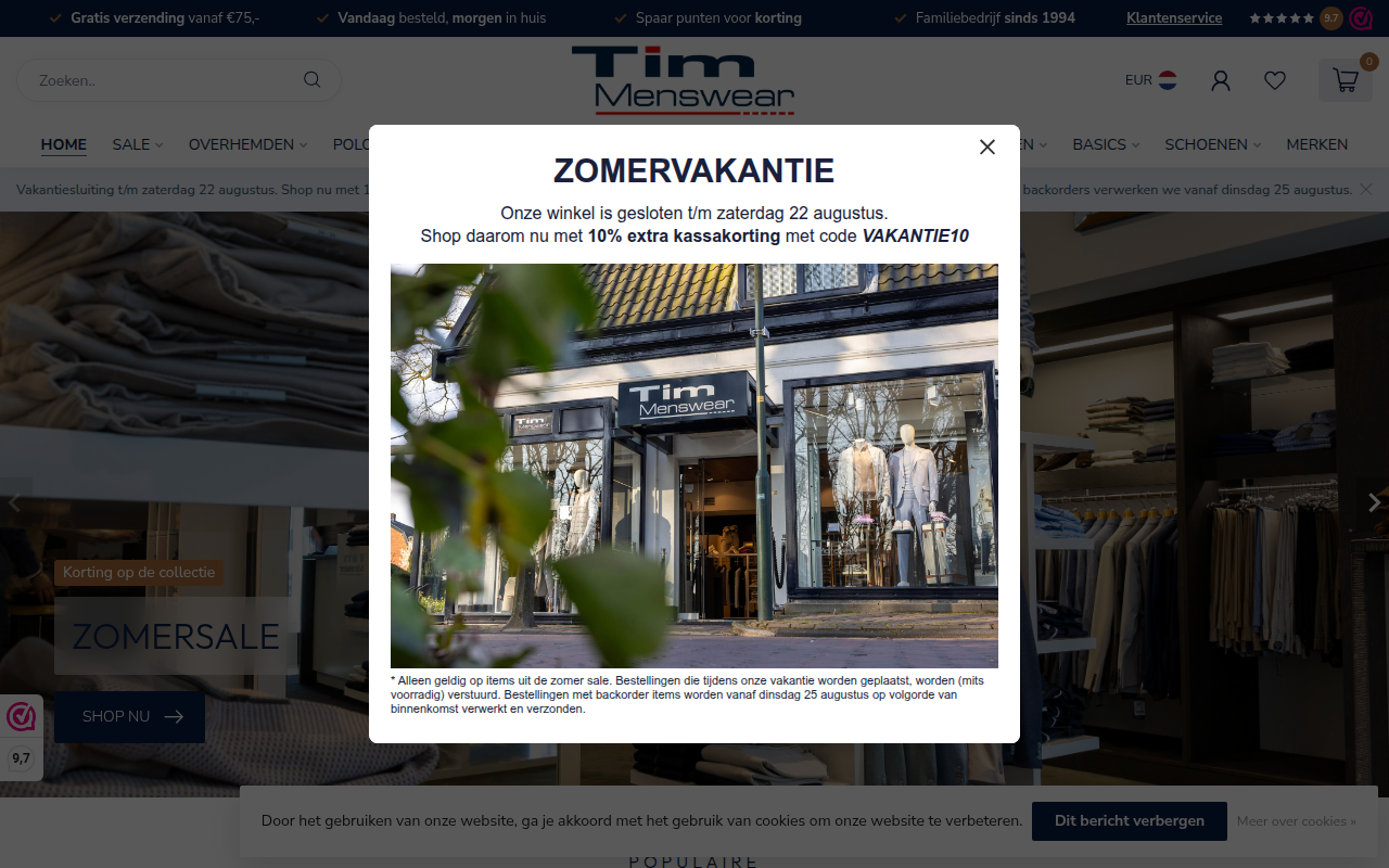Screenshot van tim-menswear.nl