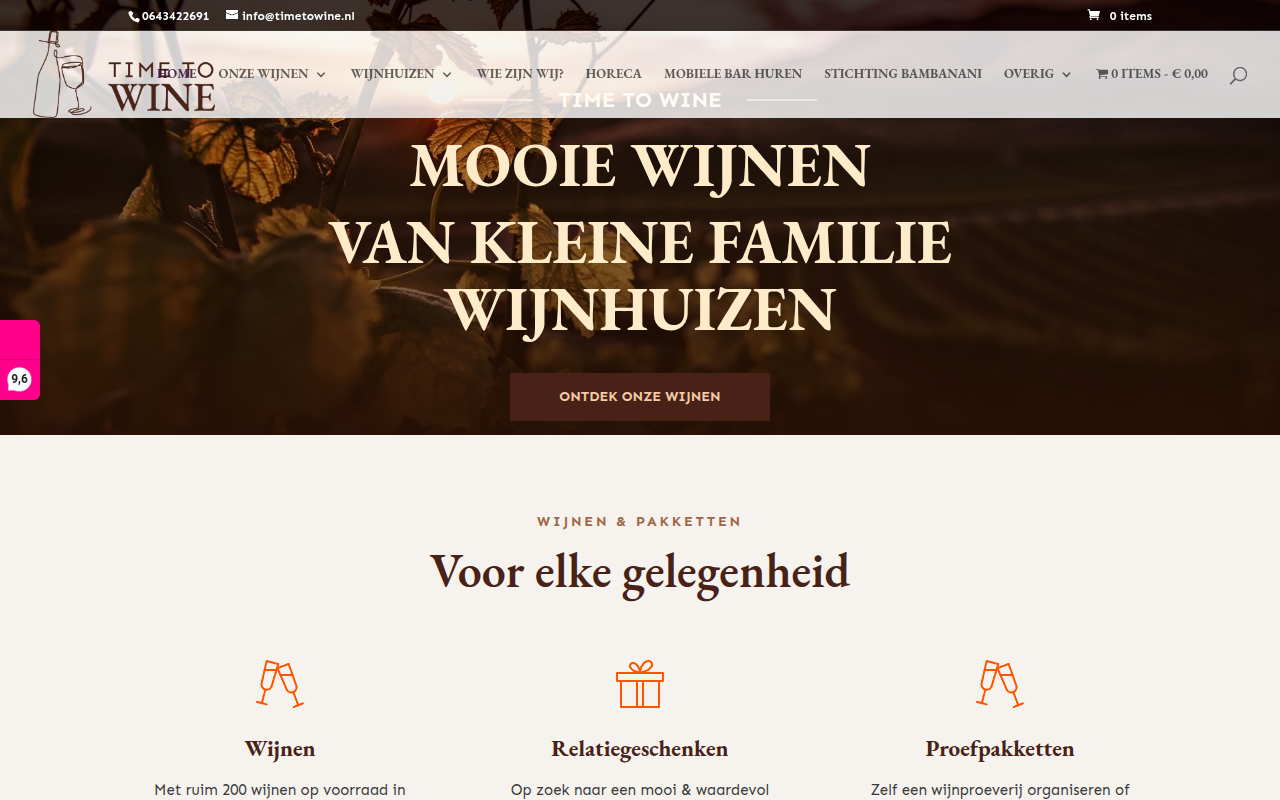 Screenshot van timetowine.nl